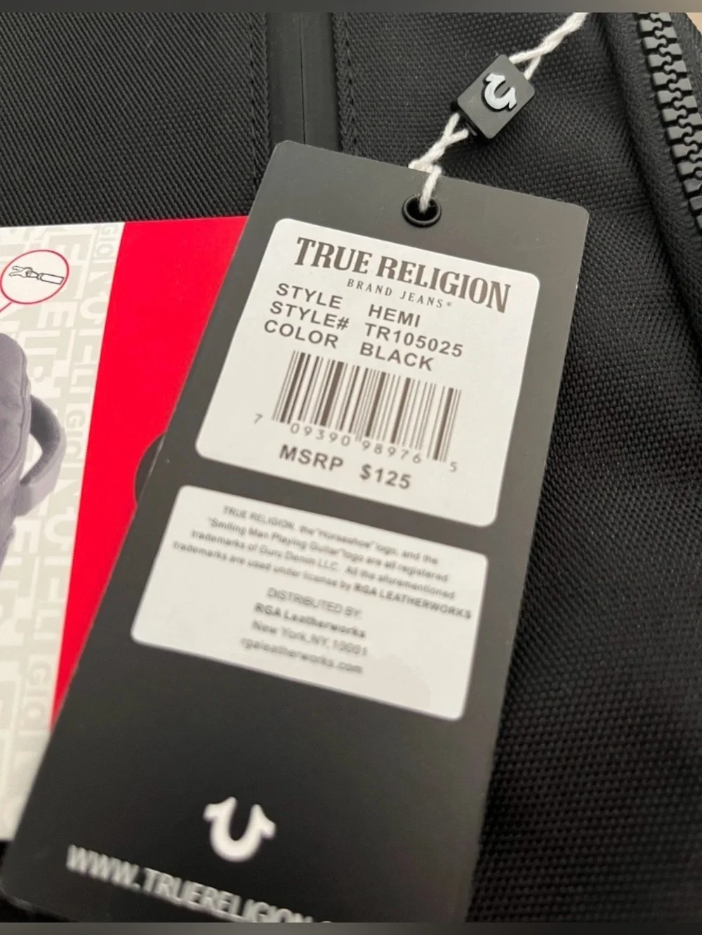 NWT True Religion Hemi Style Black Nylon/Leather Travel Backpack